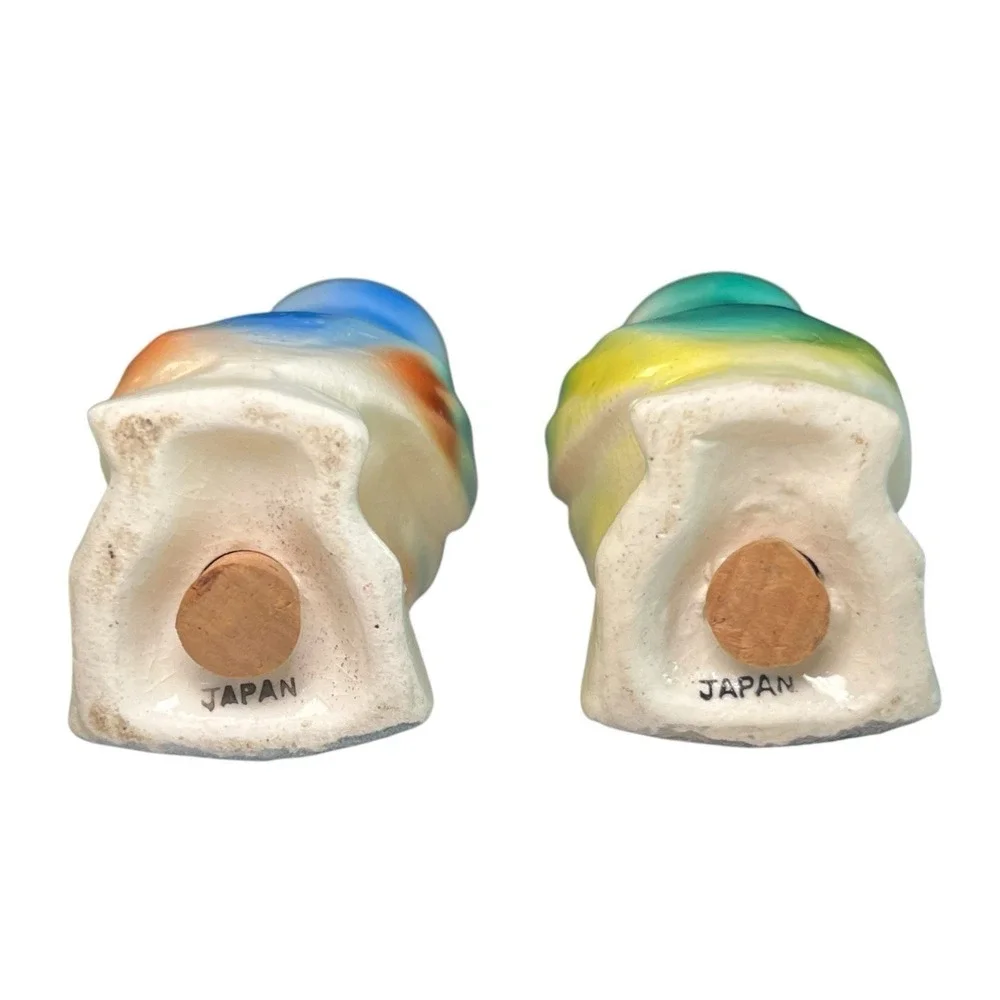 Vintage Novelty Parakeet Parrot Salt And Pepper Shakers Ceramic Japan MCM RARE!